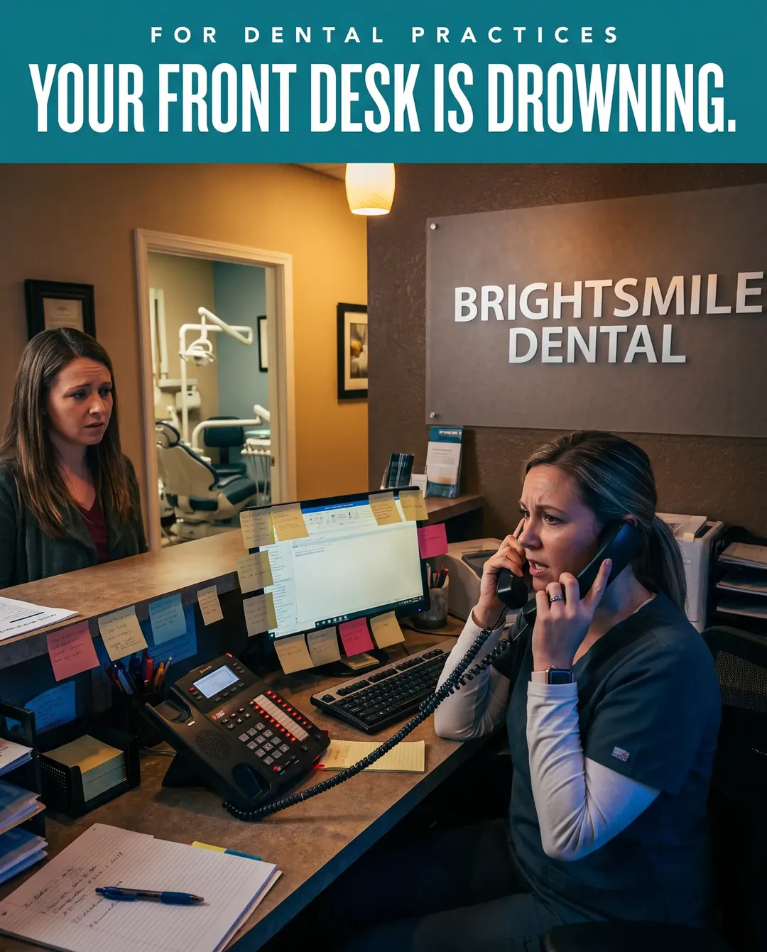 Dental ad creative — Names the moment a missed call turns into a lost job.