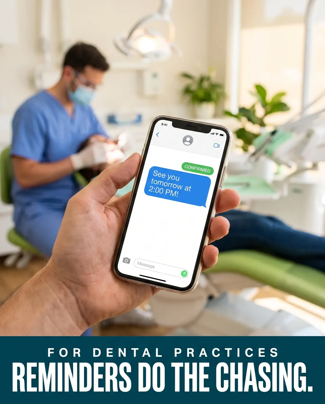Dental ad creative — Shows the after — every call answered, every job on the board.