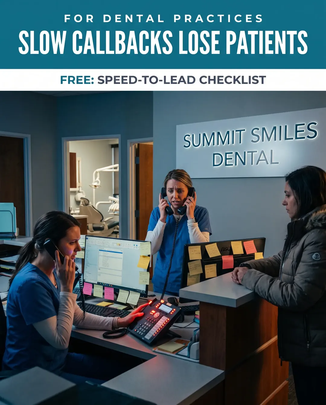 Dental ad creative — Names the moment a missed call turns into a lost job.