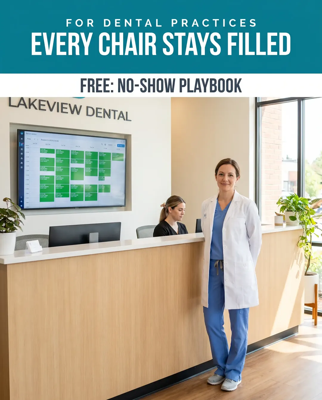 Dental ad creative — Shows the after — every call answered, every job on the board.