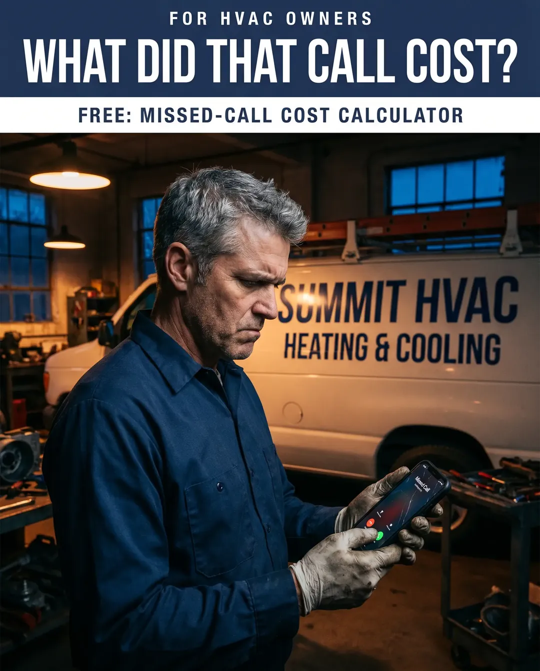 HVAC ad creative — Names the moment a missed call turns into a lost job.
